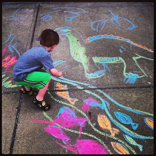 Celebrating Our Return Home with Sidewalk Chalk