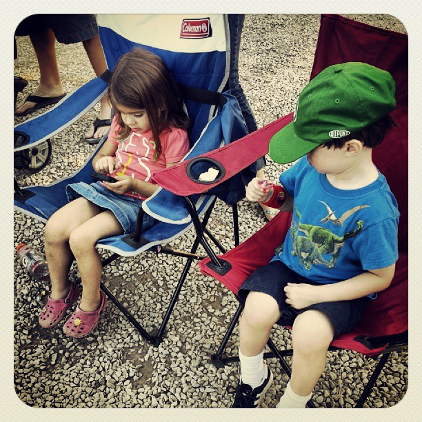 Max and Sophia "watch" baseball