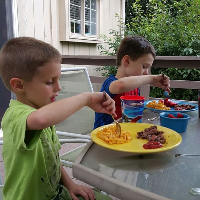 Dinner before Max's first sleepover.