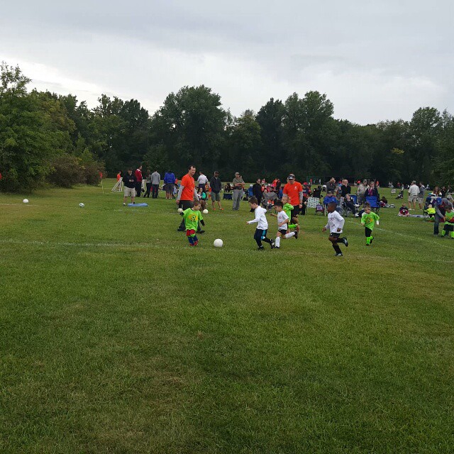 Max (#8) scored 4 goals in his first soccer game Saturday. Here's one of them.