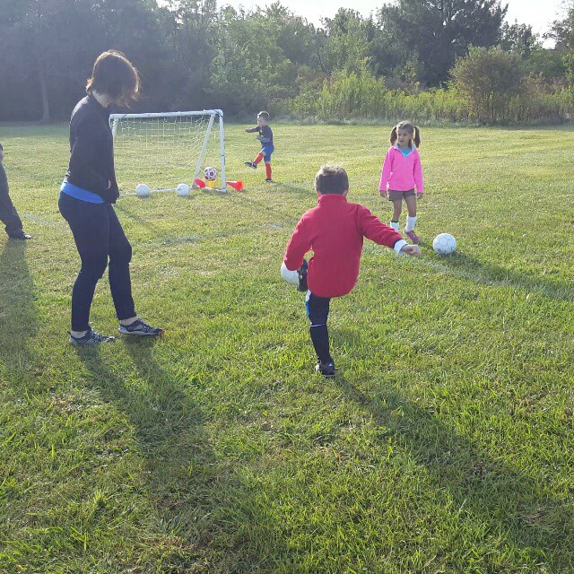 Warming up for the first soccer match