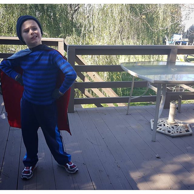 This superhero is ready to play outside...
