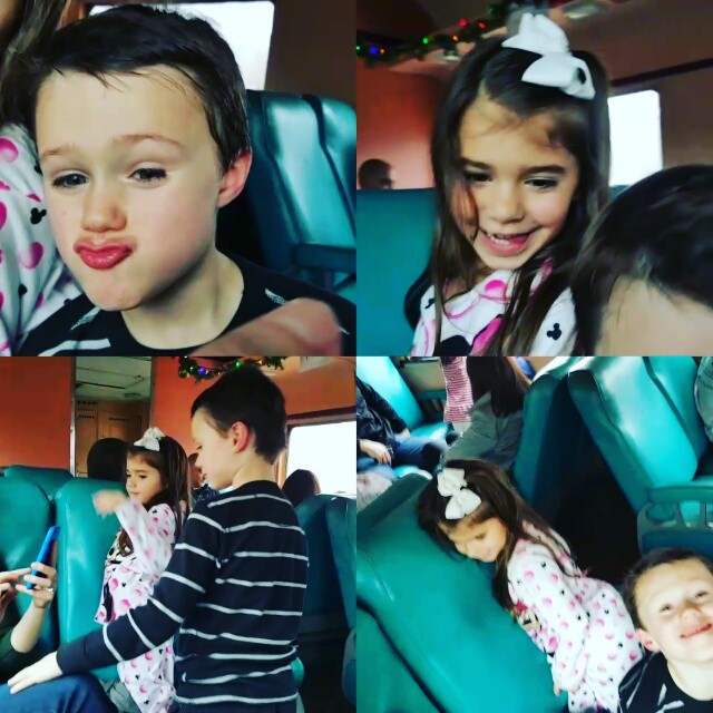 Max & Sophia having fun on the Polar (bear) Express.