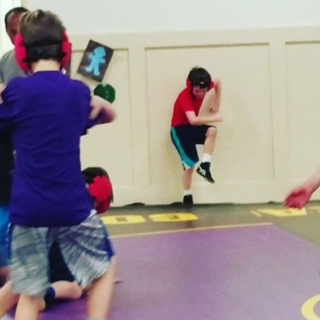Not too hard to spot Max @ wrestling practice.  #musicmindcontrol