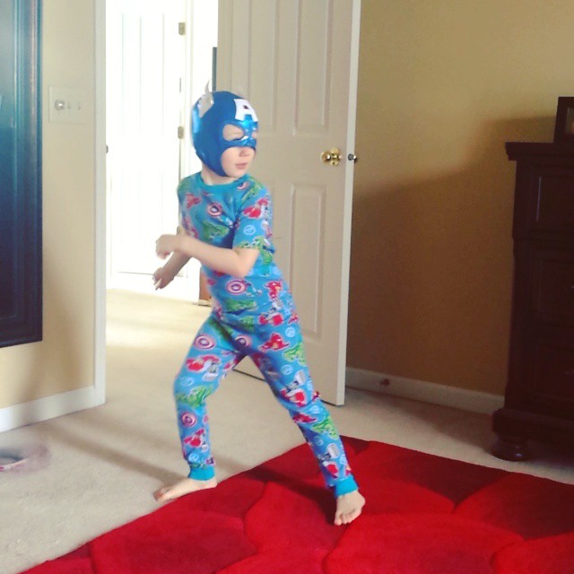 A inelegant Captain America tells Loki to "Never mind..."