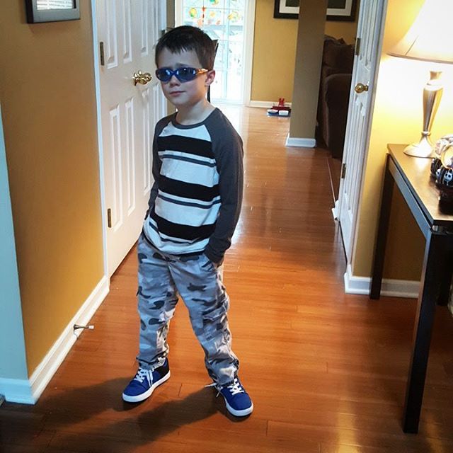 Max dressed himself today to look "cool." I think he was successful.