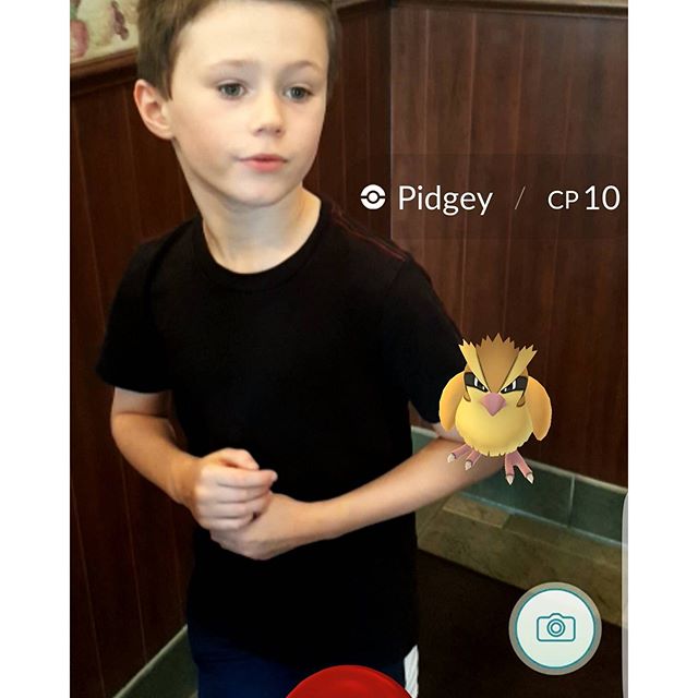 Found a Pidgey on Max's arm @ the Magical Pancake House.